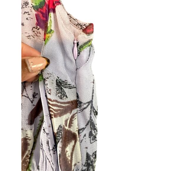 Anthropologie Purple Floral Sleeveless Flowy Ruffle Hermia Midi Dress Size 10 - Picture 4 of 13